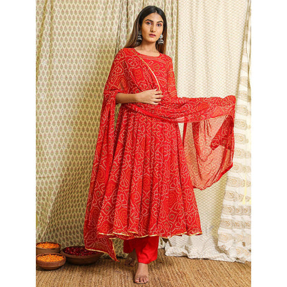 Gulabo Jaipur Red Georgette Kurta With Pant & Dupatta (Set of 3)