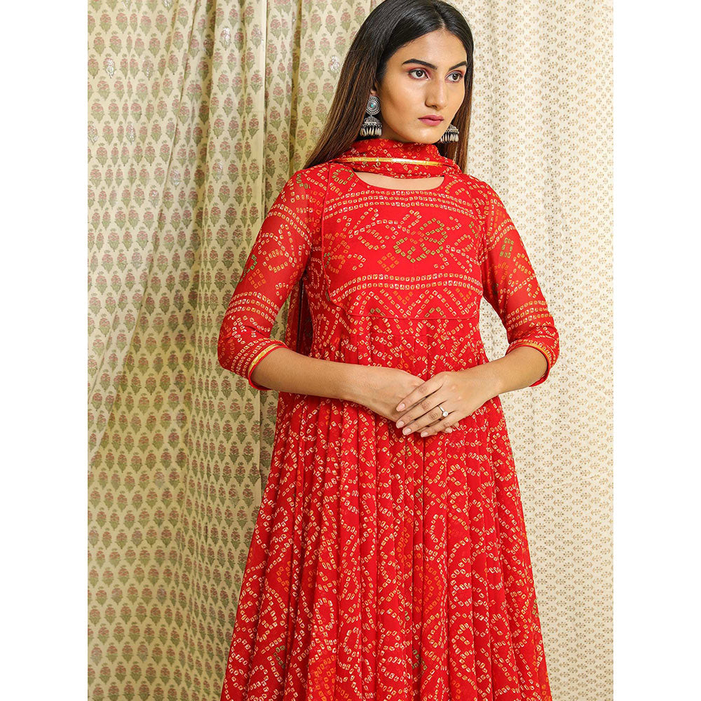 Gulabo Jaipur Red Georgette Kurta With Pant & Dupatta (Set of 3)