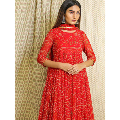 Gulabo Jaipur Red Georgette Kurta With Pant & Dupatta (Set of 3)