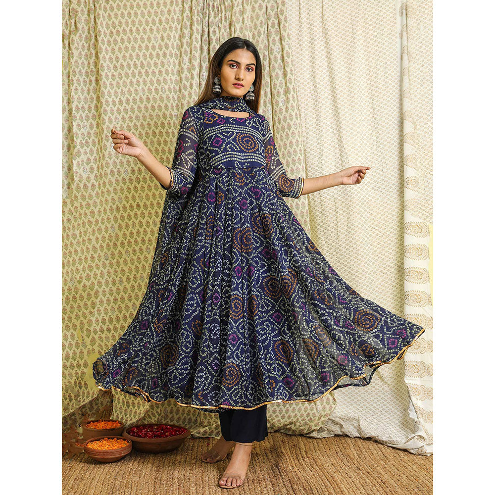 Gulabo Jaipur Blue Georgette Kurta With Pant & Dupatta (Set of 3)