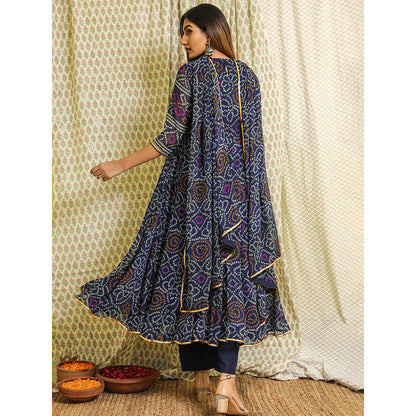 Gulabo Jaipur Blue Georgette Kurta With Pant & Dupatta (Set of 3)