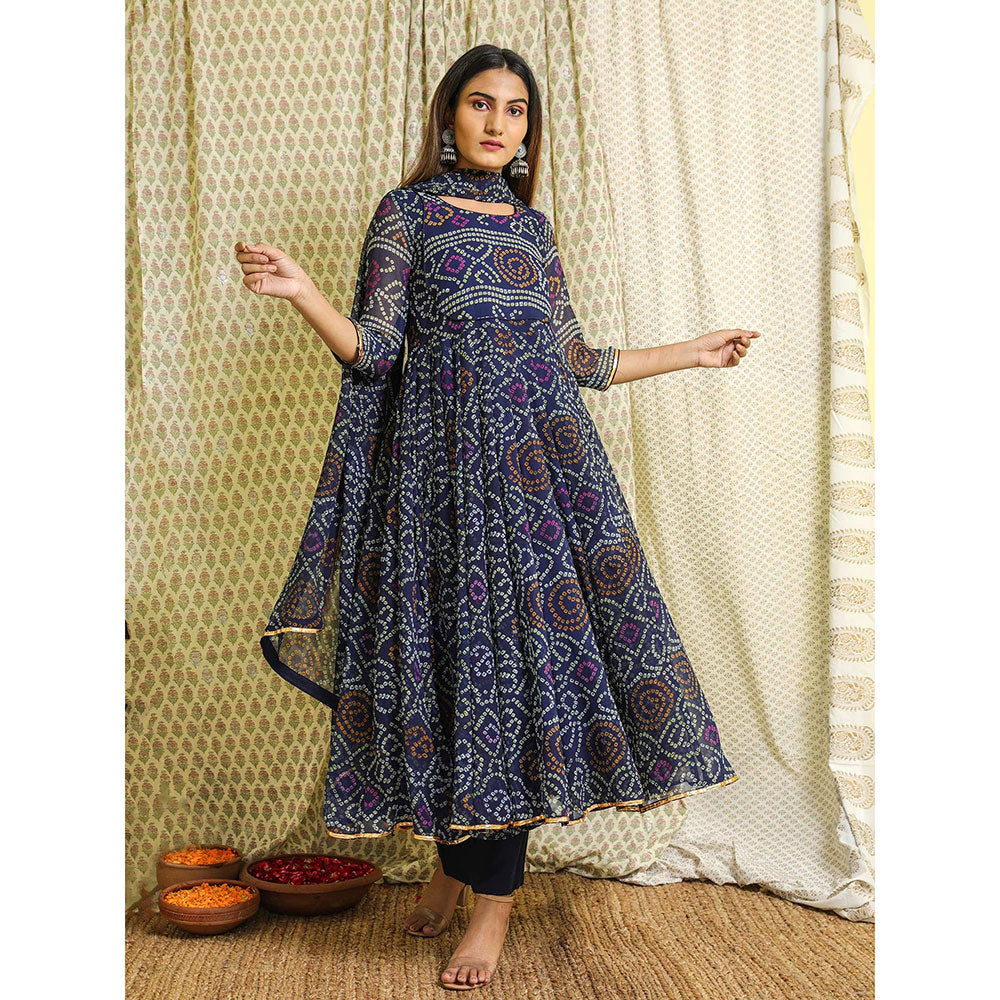 Gulabo Jaipur Blue Georgette Kurta With Pant & Dupatta (Set of 3)