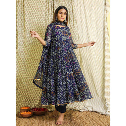 Gulabo Jaipur Blue Georgette Kurta With Pant & Dupatta (Set of 3)