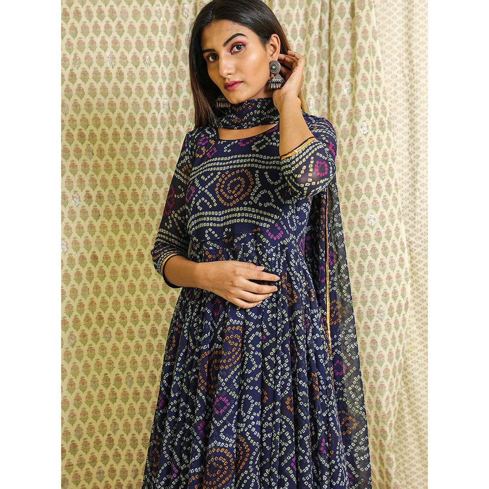 Gulabo Jaipur Blue Georgette Kurta With Pant & Dupatta (Set of 3)