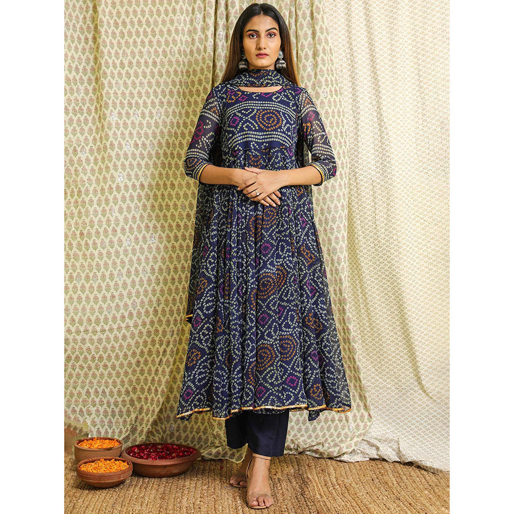 Gulabo Jaipur Blue Georgette Kurta With Pant & Dupatta (Set of 3)