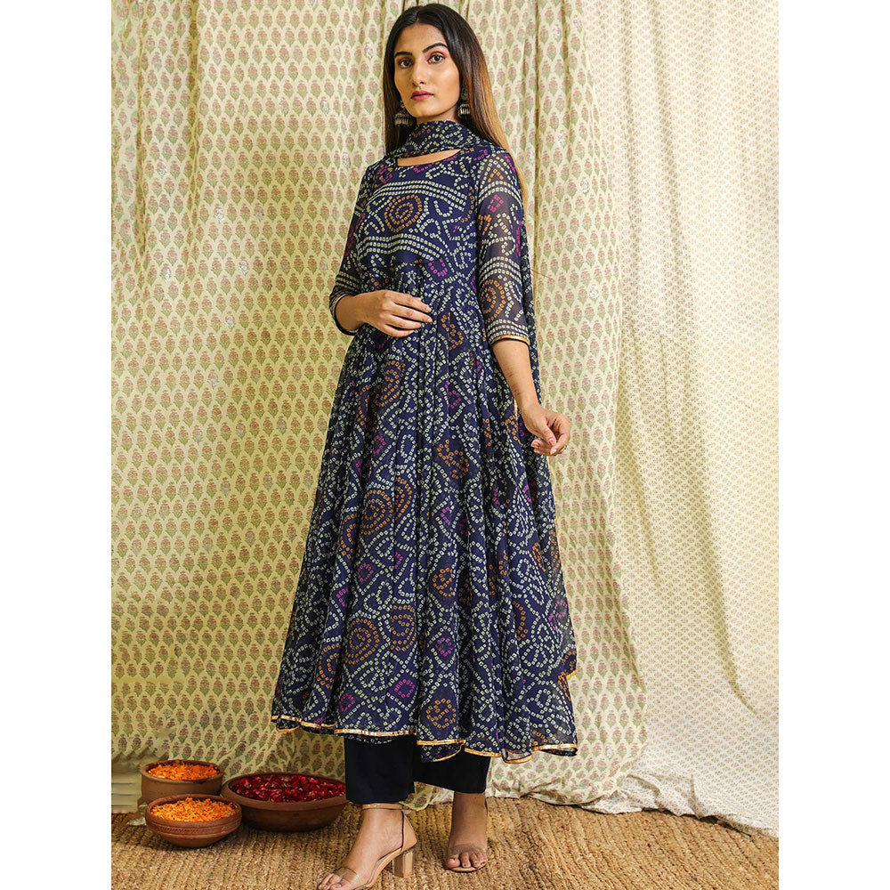 Gulabo Jaipur Blue Georgette Kurta With Pant & Dupatta (Set of 3)