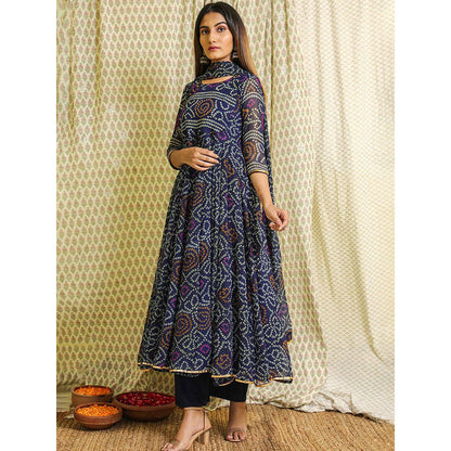 Gulabo Jaipur Blue Georgette Kurta With Pant & Dupatta (Set of 3)