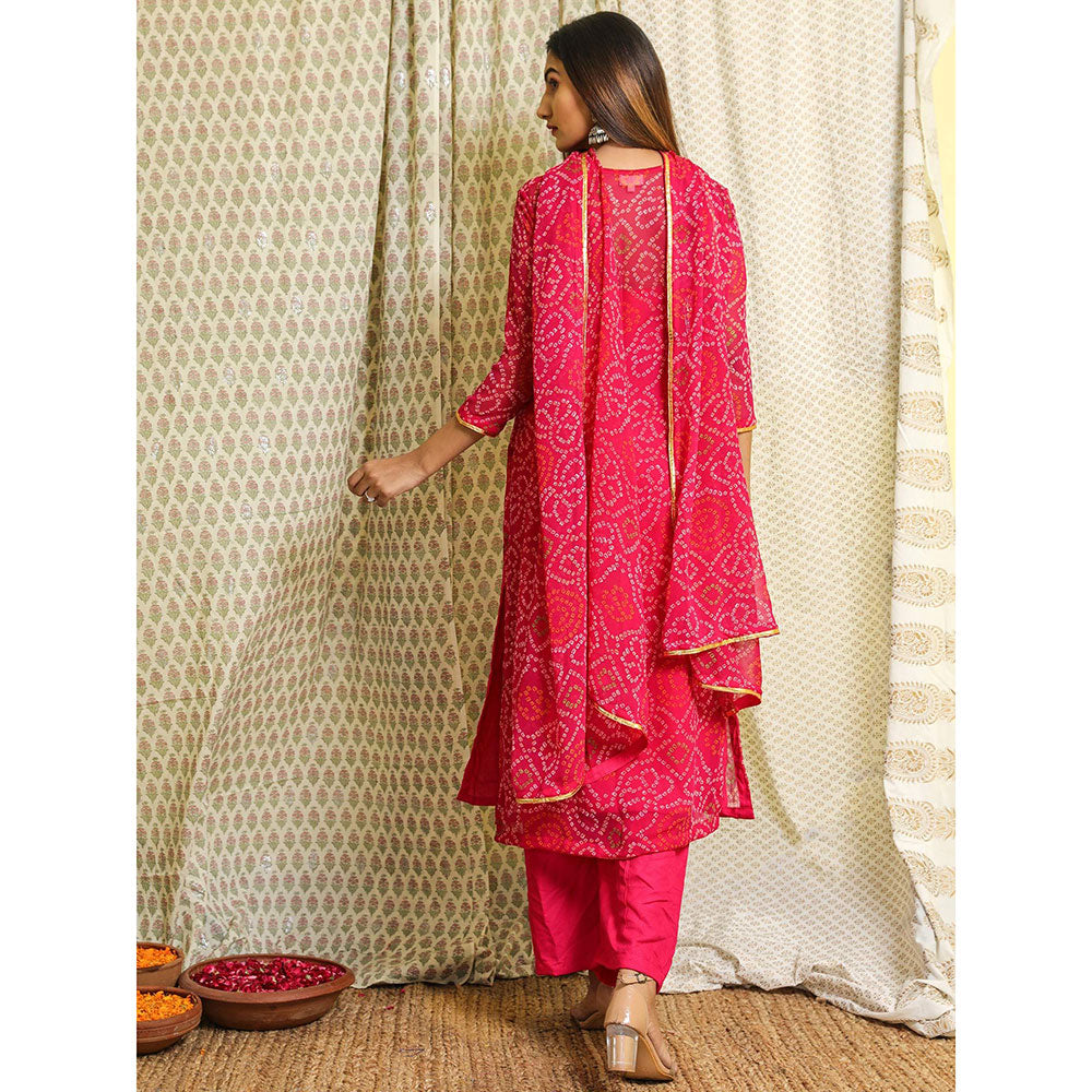 Gulabo Jaipur Pink Georgette Kurta With Cotton Pant & Dupatta (Set of 3)