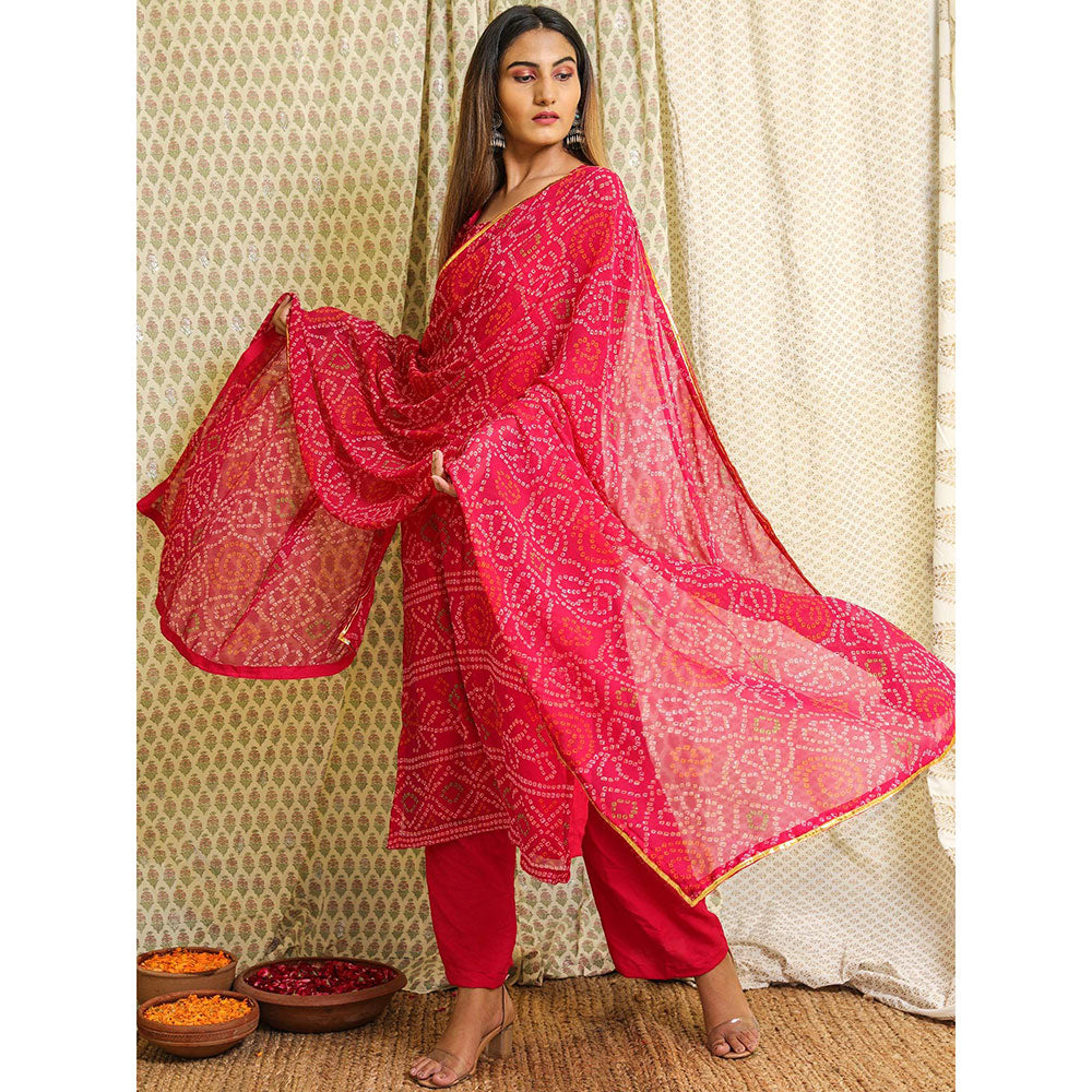 Gulabo Jaipur Pink Georgette Kurta With Cotton Pant & Dupatta (Set of 3)