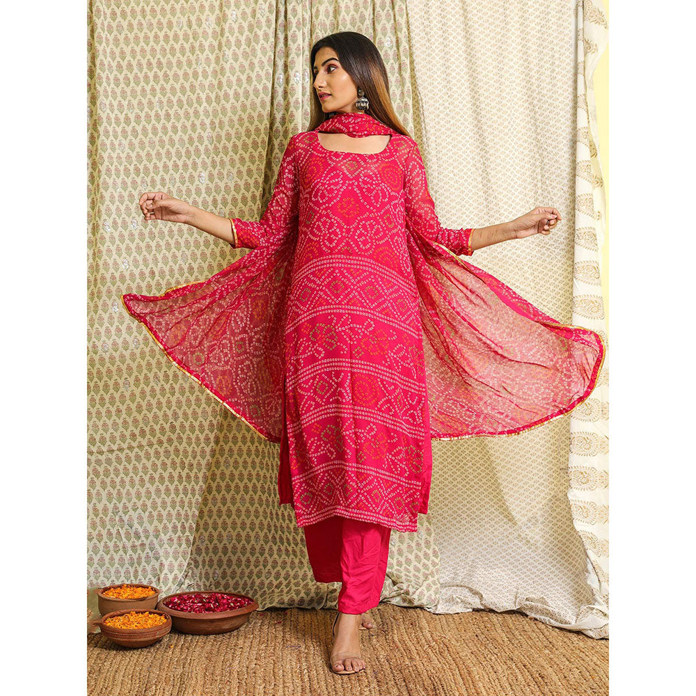 Gulabo Jaipur Pink Georgette Kurta With Cotton Pant & Dupatta (Set of 3)