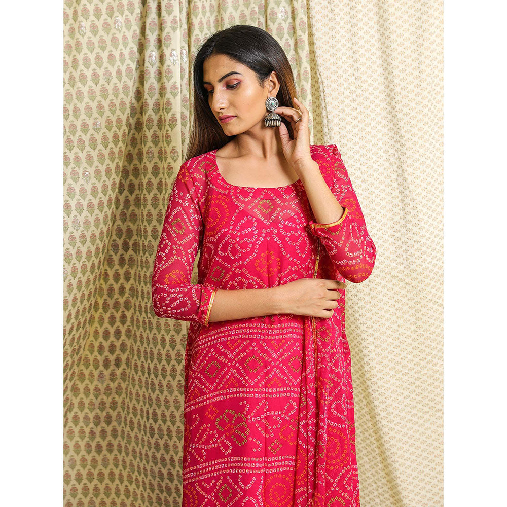 Gulabo Jaipur Pink Georgette Kurta With Cotton Pant & Dupatta (Set of 3)