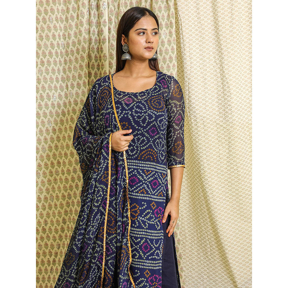 Gulabo Jaipur Blue Georgette Kurta With Cotton Pant & Dupatta (Set of 3)