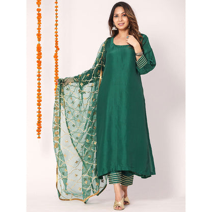 Gulabo Jaipur Green Opada Glass Organza Kurta With Pant & Full Jaal Work Dupatta (Set of 3)