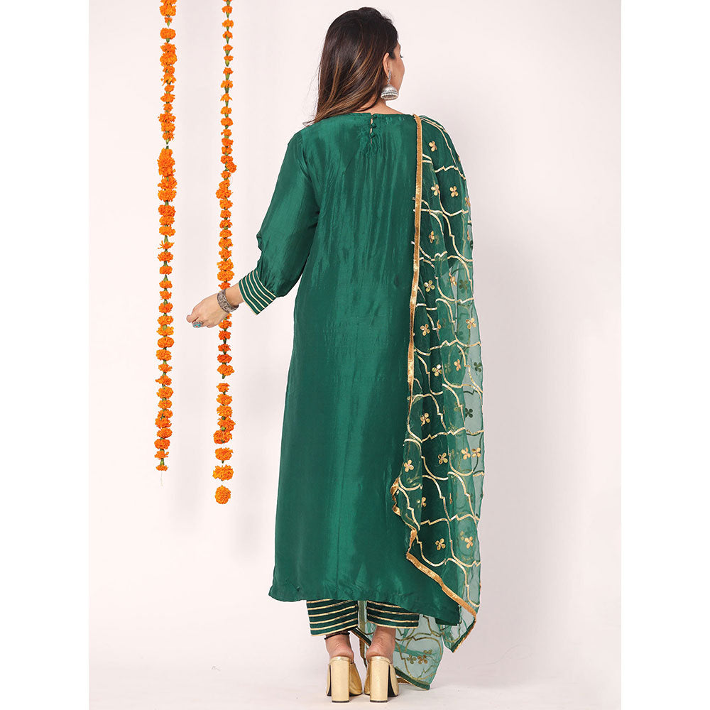 Gulabo Jaipur Green Opada Glass Organza Kurta With Pant & Full Jaal Work Dupatta (Set of 3)