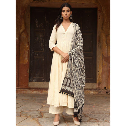 Gulabo Jaipur Maya Off White Chikan Kurta With Pant & Cotton Dupatta (Set of 3)