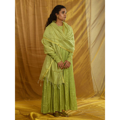 Gulaal Prakriti Tissue Chanderi Maxi Dress With Dupatta (Set of 2)