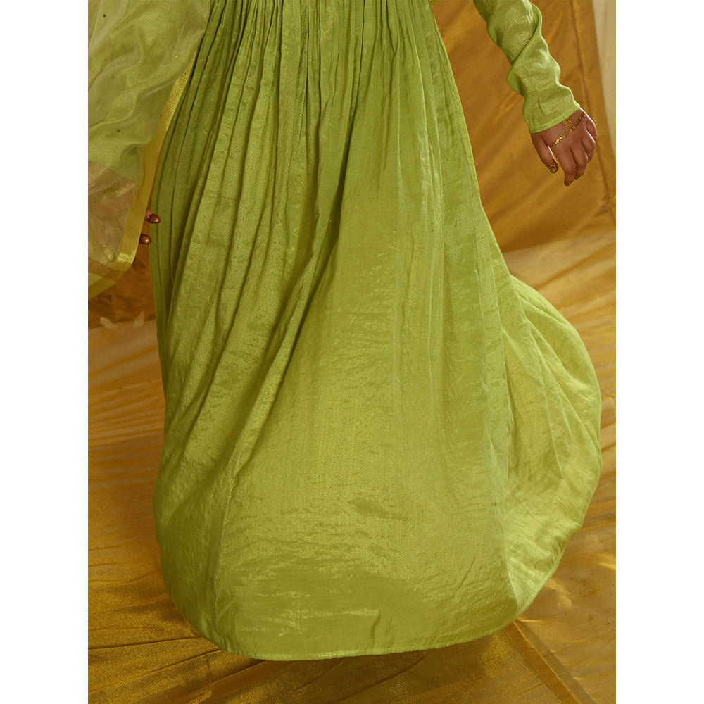 Gulaal Prakriti Tissue Chanderi Maxi Dress With Dupatta (Set of 2)