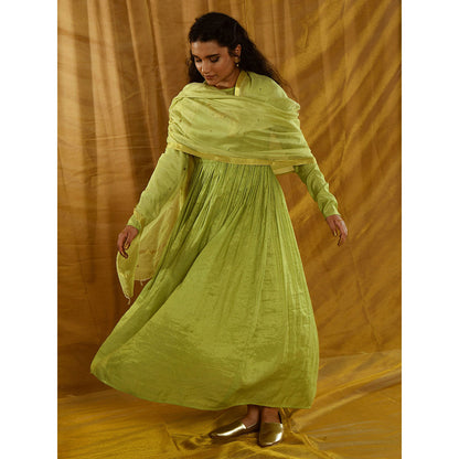 Gulaal Prakriti Tissue Chanderi Maxi Dress With Dupatta (Set of 2)