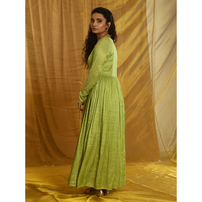 Gulaal Prakriti Tissue Chanderi Maxi Dress With Dupatta (Set of 2)