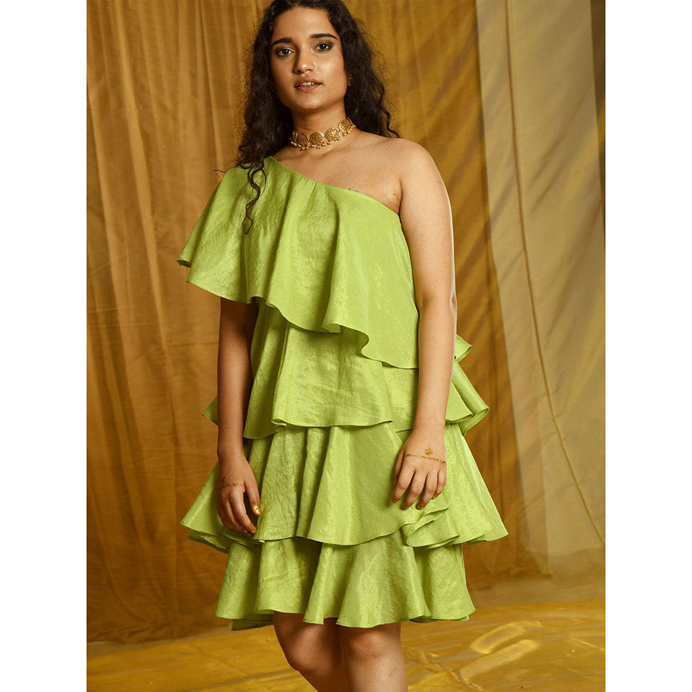 Gulaal Avanti Tissue Chanderi One Shoulder Dress