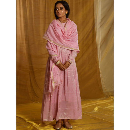 Gulaal Prakriti Tissue Chanderi Maxi Dress With Dupatta (Set of 2)