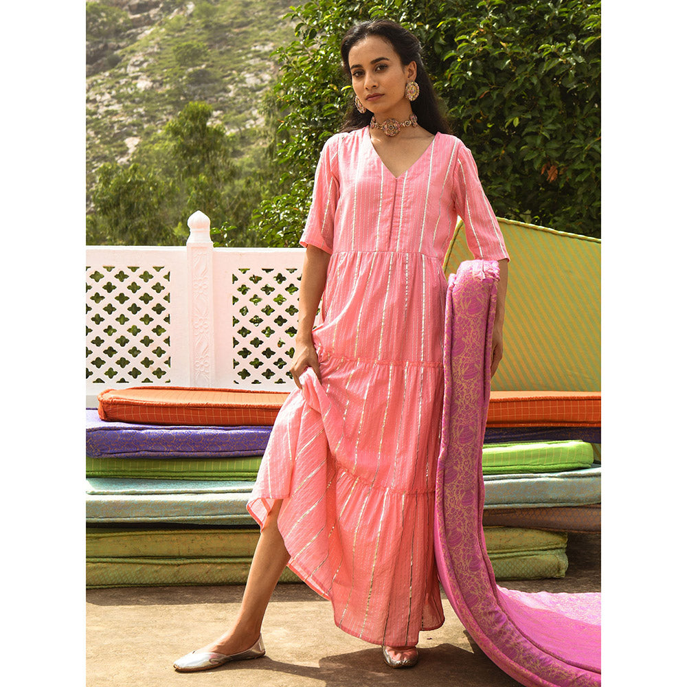 Gulaal Neri Pink Tier Maxi Dress
