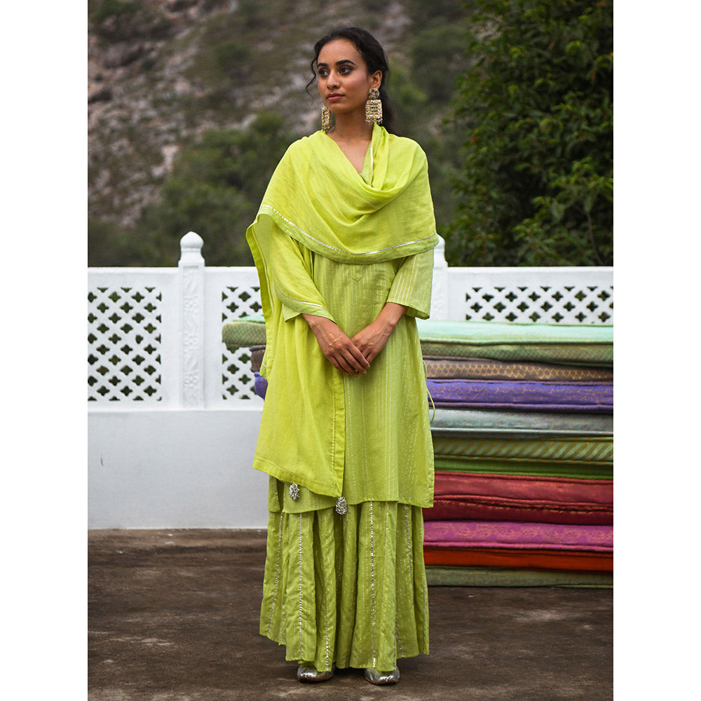 Gulaal Moha Green Kurta-Skirt (Set of 3)