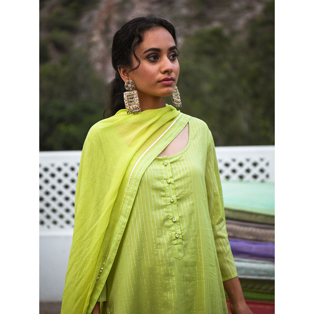 Gulaal Moha Green Kurta-Skirt (Set of 3)