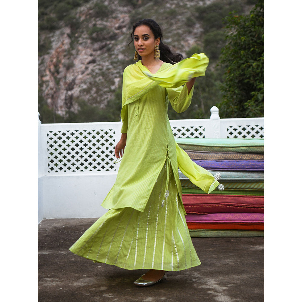 Gulaal Moha Green Kurta-Skirt (Set of 3)