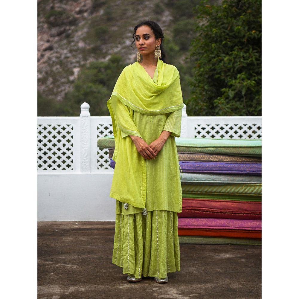 Gulaal Moha Green Kurta-Skirt (Set of 3)