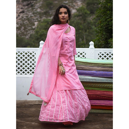 Gulaal Neeru Pink Kurta-Skirt (Set of 3)