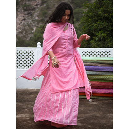 Gulaal Neeru Pink Kurta-Skirt (Set of 3)