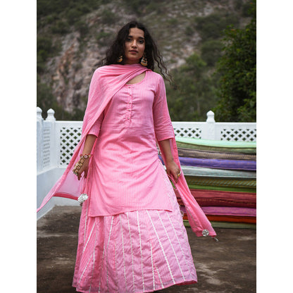 Gulaal Neeru Pink Kurta-Skirt (Set of 3)