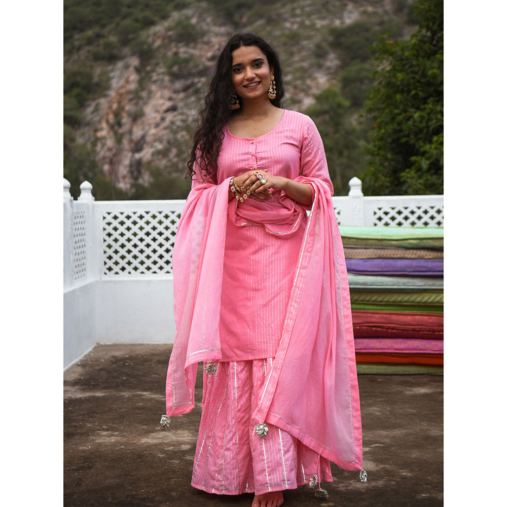 Gulaal Neeru Pink Kurta-Skirt (Set of 3)