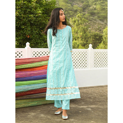 Gulaal Nilakshi Blue Kurta-Pant (Set of 3)