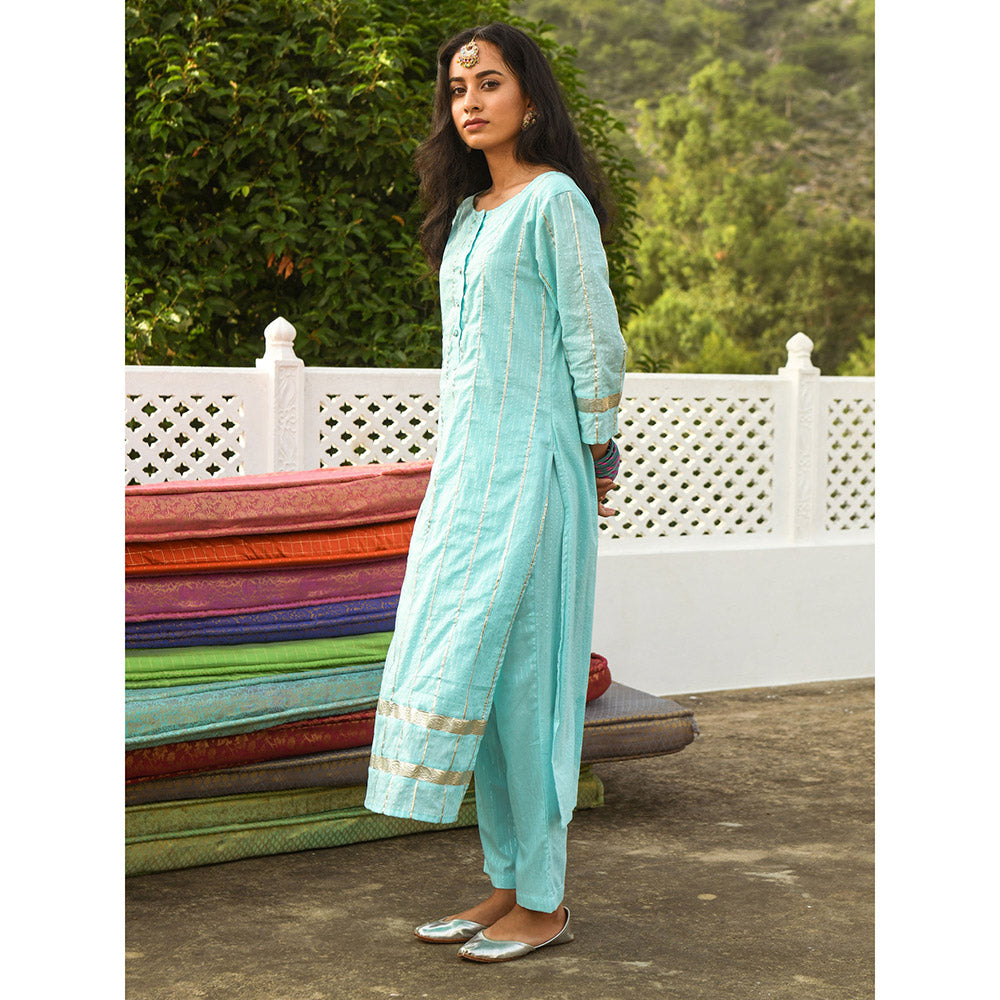 Gulaal Nilakshi Blue Kurta-Pant (Set of 3)