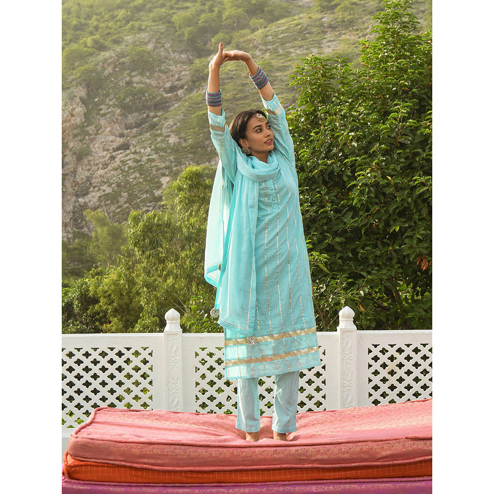 Gulaal Nilakshi Blue Kurta-Pant (Set of 3)