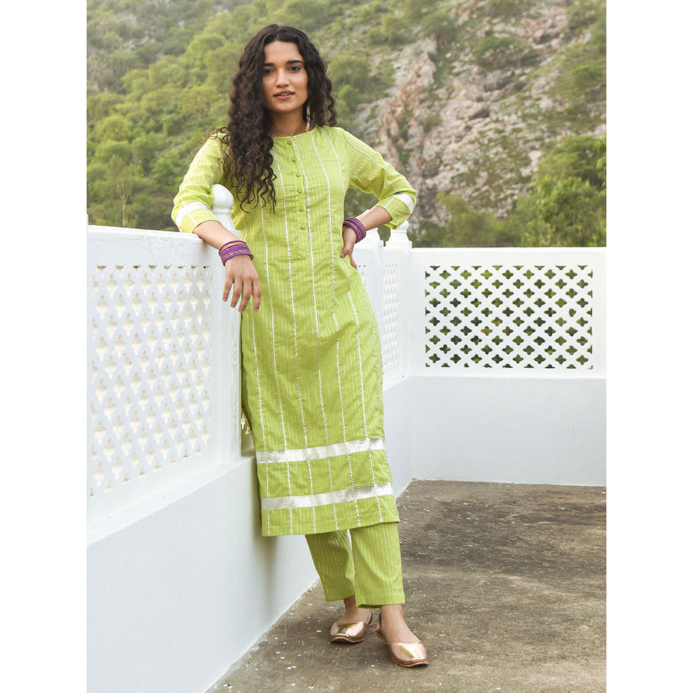 Gulaal Suditi Green Kurta-Pant (Set of 3)