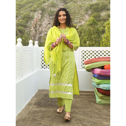 Gulaal Suditi Green Kurta-Pant (Set of 3)