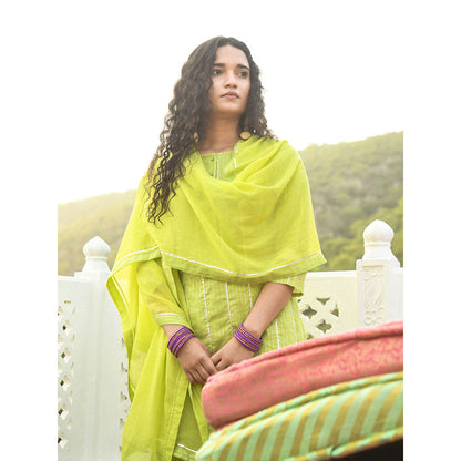 Gulaal Suditi Green Kurta-Pant (Set of 3)