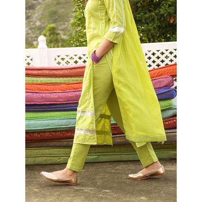 Gulaal Suditi Green Kurta-Pant (Set of 3)