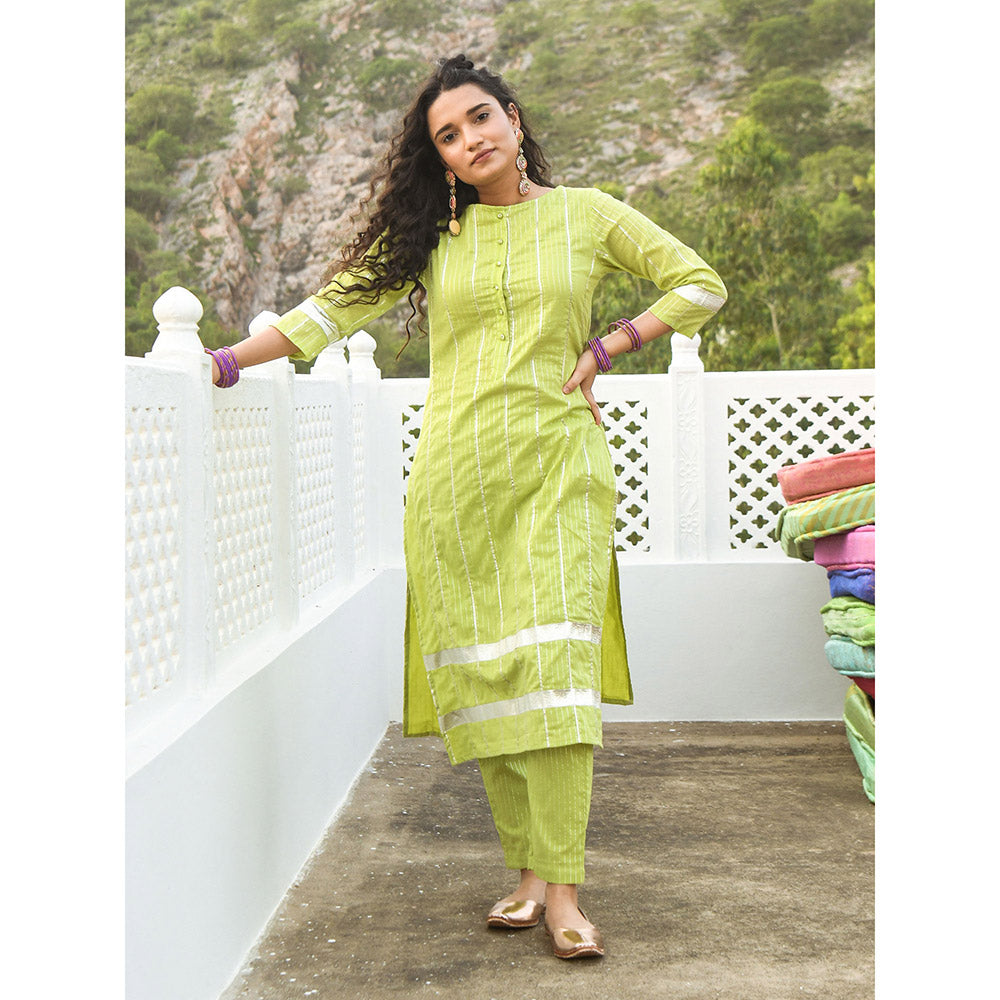 Gulaal Suditi Green Kurta-Pant (Set of 3)