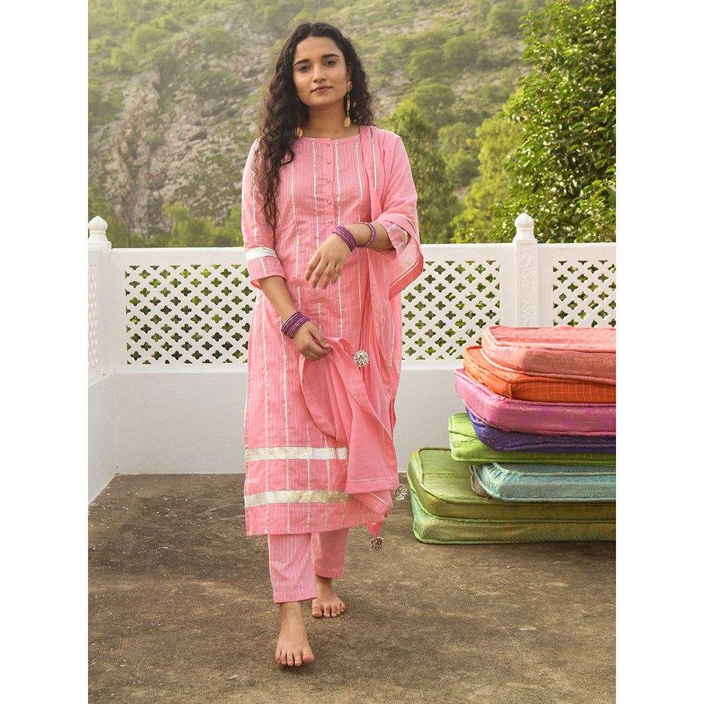 Gulaal Swara Pink Kurta-Pant (Set of 3)