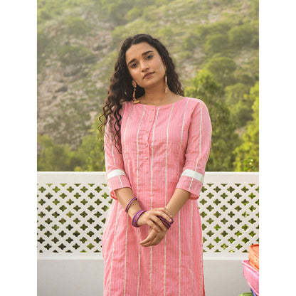 Gulaal Swara Pink Kurta-Pant (Set of 3)