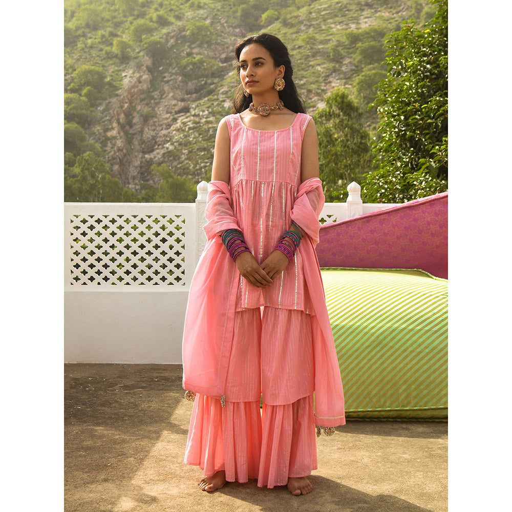 Gulaal Kirik Pink Kurta-Sharara (Set of 3)