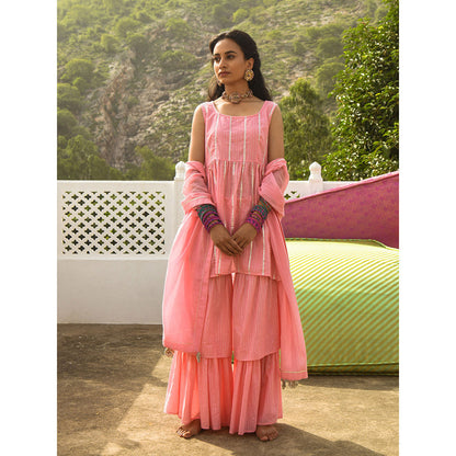 Gulaal Kirik Pink Kurta-Sharara (Set of 3)