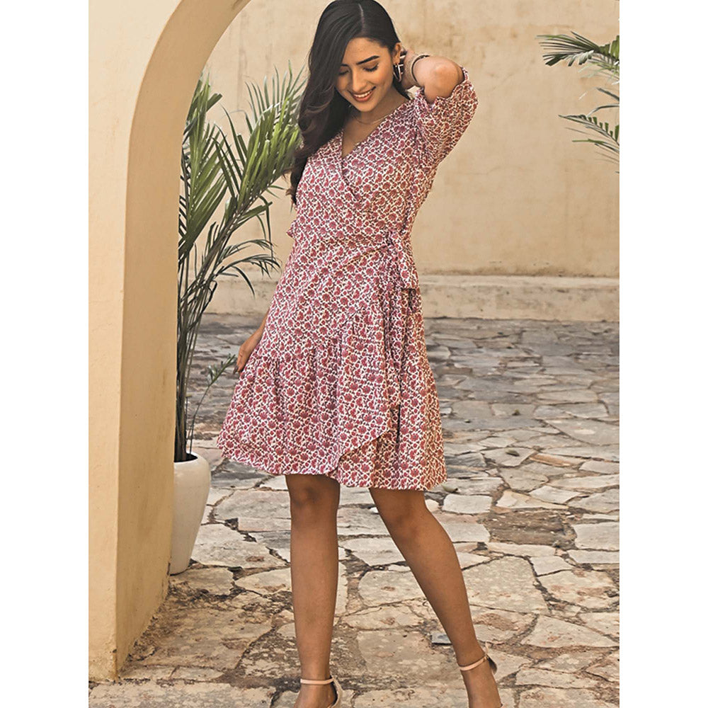 Gulaal Zinnia Floral Wrap Short Dress
