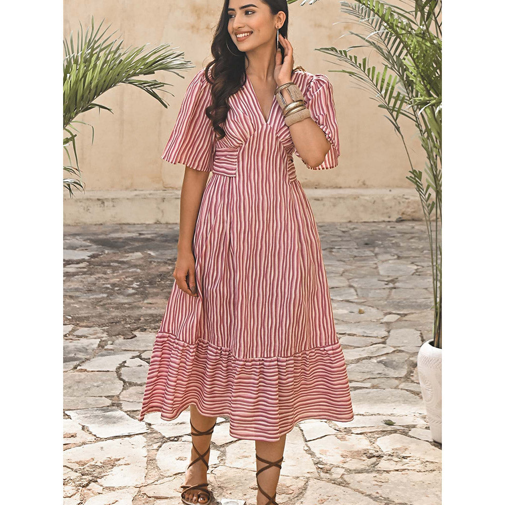 Gulaal Meadows Stripes Midi Dress