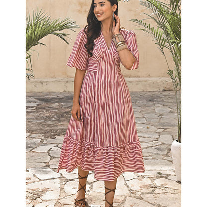 Gulaal Meadows Stripes Midi Dress