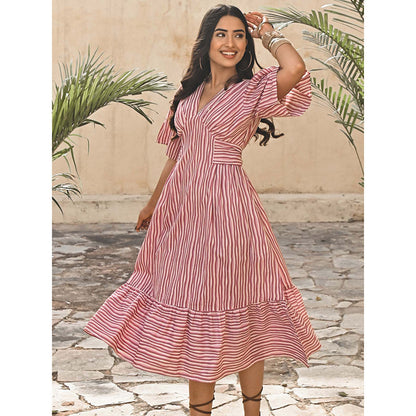 Gulaal Meadows Stripes Midi Dress